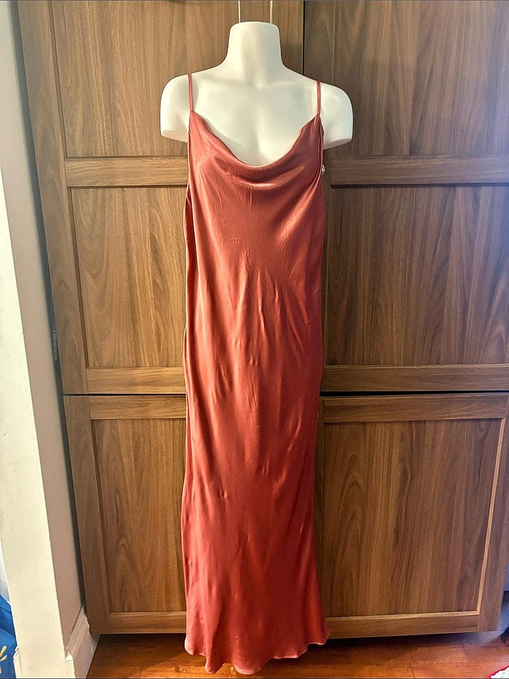 Shona Joy Satin-Look Maxi Dress in Rust/Copper Size US 12 (AU 16, EU 44)